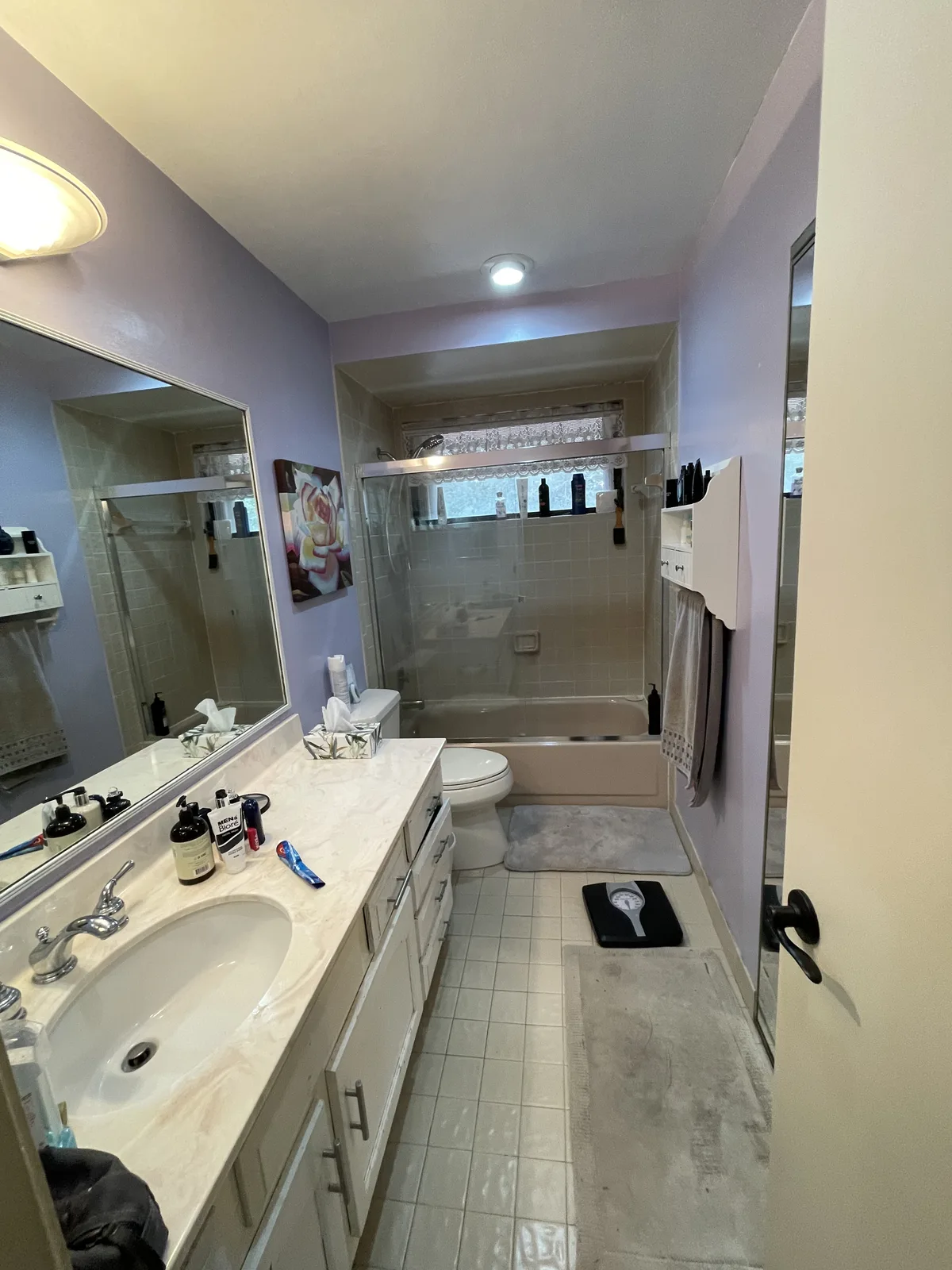 Original 1970s hall bathroom before R&R remodel in Plantation, FL
