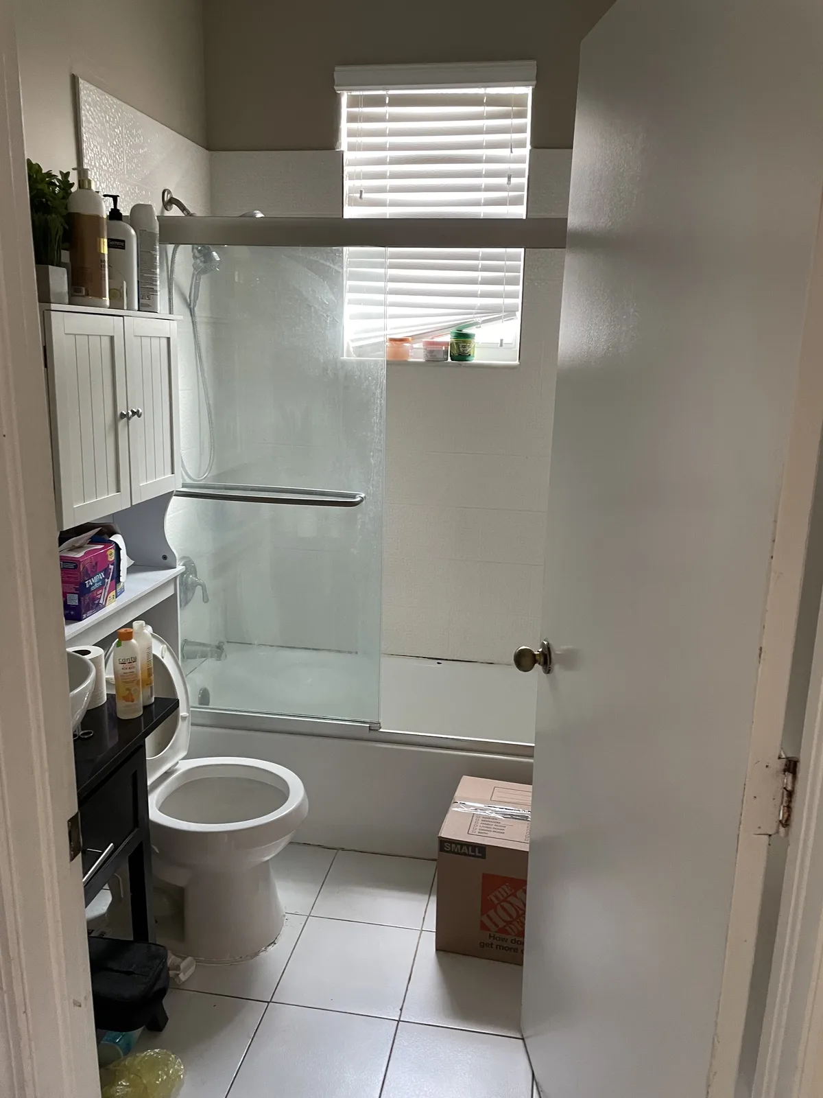 Before — Aging-in-place tub-to-shower conversion with curbless entry and grab bar in Davie, Broward County